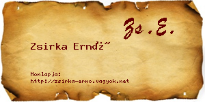 Zsirka Ernő névjegykártya